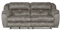 Ferrington - Power Lay Flat Reclining Sofa With Power Adjustable Headrest - Steel