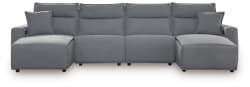 Modmax II - 4-Piece Power Reclining Sectional With Double Chaise And 2 Power Armless Recliners - Salt And Pepper