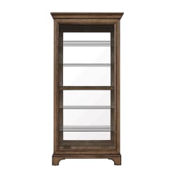 Pulaski Accents - Sliding Door Curio With Glass Shelves And LED Light - Dark Brown