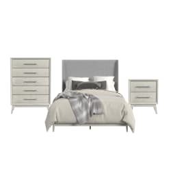 Westland - Queen Upholstered 3 Piece Bedroom Set With Fabric - Almond Gray