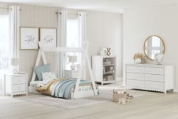 Hallityn - 2 Pc. - Bookcase, Twin Tent Complete Bed - White