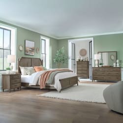 Hickory Grove - 5 Piece Bedroom Set (California King Panel Bed, Dresser & Mirror, Chest, Night Stand) - Brown