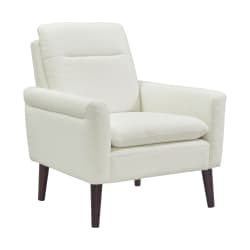 Hawk - Accent Arm Chair With Memory Foam - Boucle White & Espresso