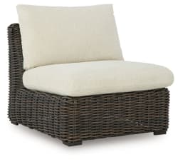 Kimora - Beige / Dark Brown - Armless Chair With Cushion
