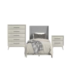 Westland - Twin Upholstered 3 Piece Bedroom Set With Fabric - Almond Gray