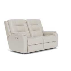 Arlo - Leather Power Reclining Loveseat, Power Headrests - White