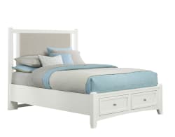 Bonanza - King Upholstered Bed With Storage Footboard - White / Pebble Gray