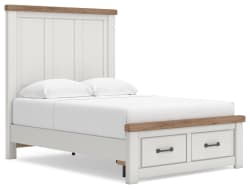 Savonport - Full Panel Storage Bed With Storage Footboard - White / Brown