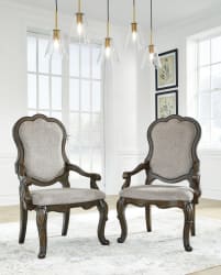 Maylee - Dining Upholstered Arm Chair (Set of 2) - Dark Brown