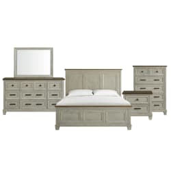 Farmington - King Panel 5 Piece Bedroom Set - Medium Brown And Washed Stone