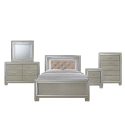 Platinum - Youth Full Platform 5 Piece Bedroom Set - Сhampagne