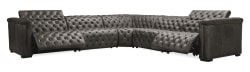 MS - Savion Grandier 5-Piece Sectional With 2 Power Recline Power Headrest - Dark Gray