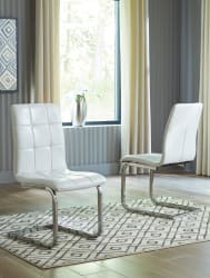 Madanere - White / Chrome Finish - Dining Uph Side Chair (Set of 4)