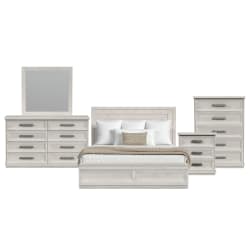 Avalanche - King Storage 5 Piece Bedroom Set - Antique White