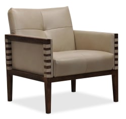 Carverdale - Leather Club Chair With Wood Frame - Beige