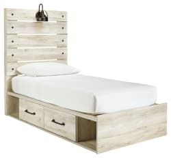 Cambeck - Twin Panel Bed With Side Storage Drawers - Whitewash