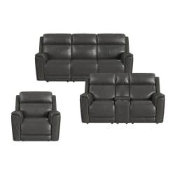 Mustang - 3 Piece Living Room Set (Sofa, Loveseat & Recliner) - Aline Anthracite