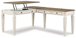 Realyn - L Shaped Desk With Lift Top - White / Brown