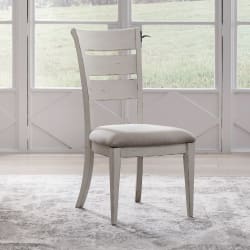 Backroads - Ladder Back Side Chair - Weathered White & Parchment