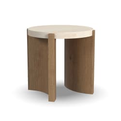 Eclipse - Round End Table - Light Brown / Beige