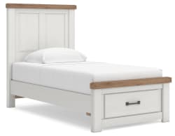 Savonport - Twin Panel Storage Bed With Storage Footboard - White / Brown