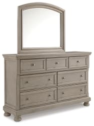 Lettner - 7 Drawer Dresser, Mirror - Light Gray