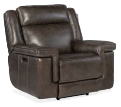 Montel - Lay Flat Power Recliner With Power Headrest & Lumbar - Dark Brown