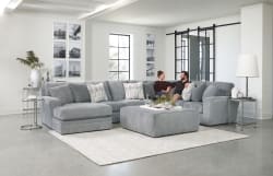 Glacier - 3 Piece Sectional With LSF Chaise, Comfort Coil Seating, 9 Included Accent Pillows And Cocktail Ottoman - Shark