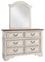 Realyn - Dresser, Mirror - 6-drawer - Chipped White