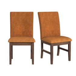 Santa Barbara - Fabric Dining Side Chair (Set of 2) - Orange / Walnut