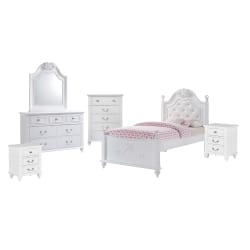 Alana - Twin Platform 6 Piece Bedroom Set - White