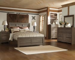 Juararo - Dark Brown - 5 Pc. - Dresser, Mirror, Queen Panel Bed