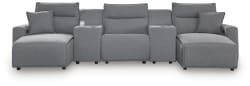 Modmax II - 5-Piece Power Reclining Sectional With Double Chaise And 2 Consoles - Salt And Pepper