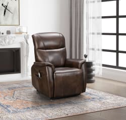 Leighton - Power Lift Recliner With Power Headrest And Power Lumbar - Brown