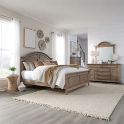 Summer House - 4 Piece Bedroom Set (Queen Panel Bed, Dresser & Mirror, Chest) - Sand Dune