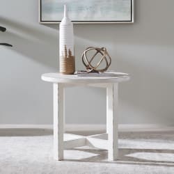 Backroads - Round End Table - Weathered White & Parchment Brown