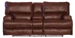 Wembley - Italian Leather Match Lay Flat Reclining Console Loveseat - Walnut