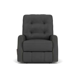 Devon - Leather Recliner, Nailhead Trim - Black