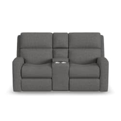 Score - Power Reclining Loveseat With Console & Power Headrests & Lumbar - Dark Gray