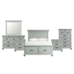 Slater - Queen Platform Storage 6 Piece Bedroom Set - Gray