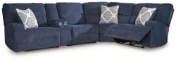 Acklen Place - 5-Piece Power Reclining Sectional With Storage Console - Navy