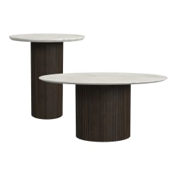 Sylvie - 2 Piece Occasional Table Set (Coffee Table & End Table) - Dark Brown
