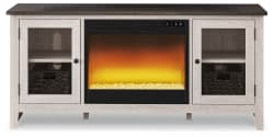 Dorrinson - 60" TV Stand With Fireplace Insert Glass/Stone - White / Black / Gray