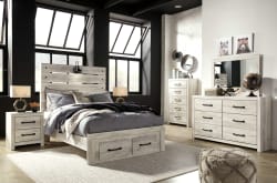 Cambeck - Whitewash - 8 Pc. - Dresser, Mirror, Chest, Full Panel Bed with 2 Storage Drawers, 2 Nightstands