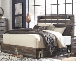 Drystan - Brown / Beige - King Panel Bed with 4 Side Drawers