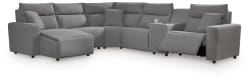 Modmax II - 6-Piece Power Reclining Sectional With LAF Press Back Power Chaise And Console - Salt And Pepper