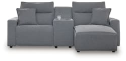 Modmax II - 3-Piece Power Reclining Sectional With RAF Press Back Power Chaise And Console - Salt And Pepper
