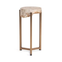 Alliza - Round Small Accent Table - Sepia Vein