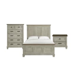 Farmington - Queen Panel 3 Piece Bedroom Set - Medium Brown And Washed Stone