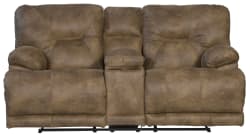 Voyager - Fabric Lay Flat Console Reclining Loveseat - Brandy